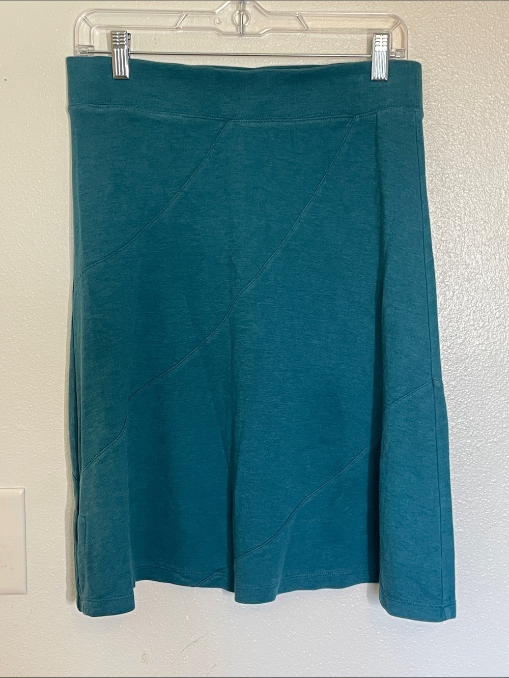 Horny Toad Teal A-Line Knit Skirt with Seamed Detail
